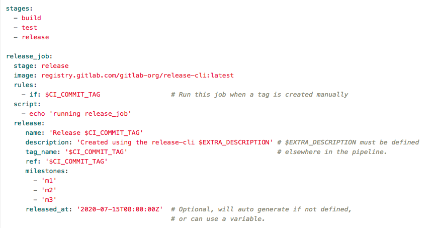 Create releases from .gitlab-ci.yml