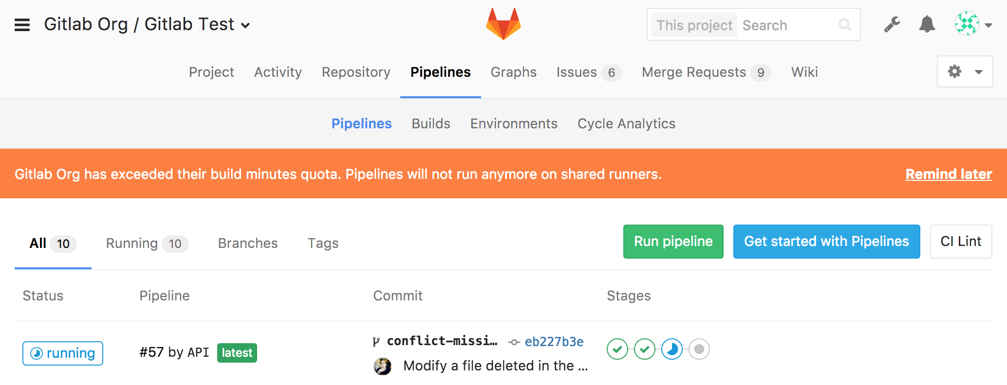 Limit build minutes usage in GitLab 8.16 EE